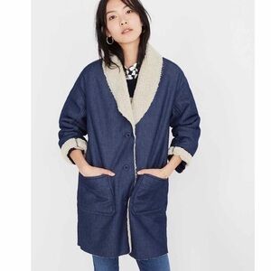 Madewell Denim Sherpa Cocoon Coat new with tags!